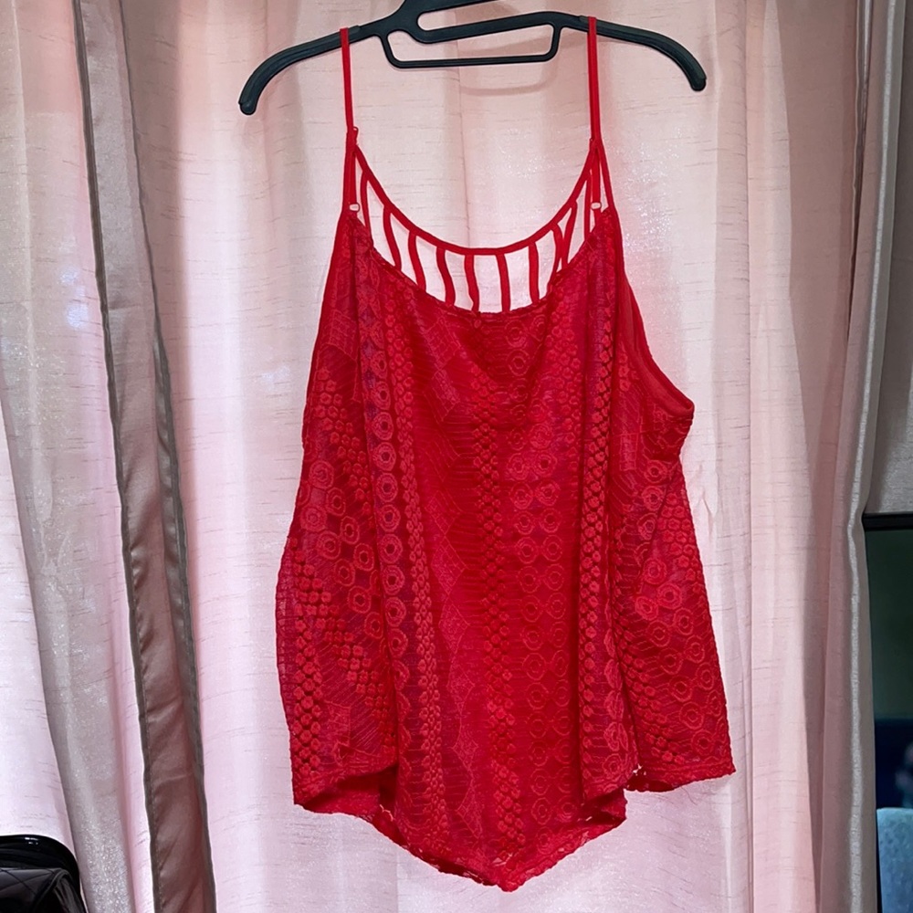 Beautiful lace coral dressy tank top